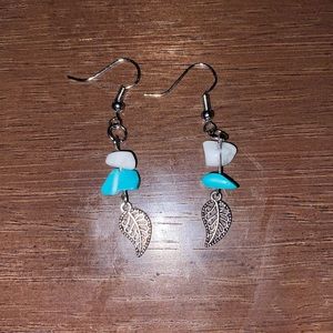 Handmade Earrings White & Turquoise Gemstones